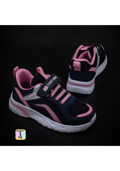 Lacivert Cırt Cırtlı Unisex Çocuk Spor Ayakkabı