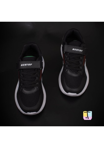 Siyah-Beyaz Comfortable Iç Destekli Erkek Çocuk Sneaker