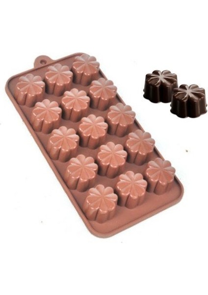Çiçek Silikon Kalıp Çikolata Sabun Kokulu Taş Mum Epoksi Kalıbı 15 Bölmeli
