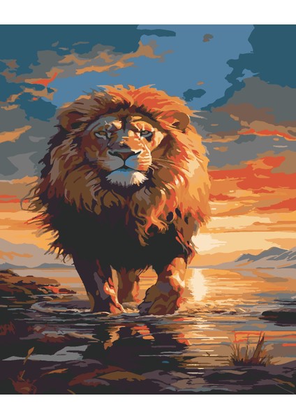 Ormanın Kralı Sayılarla Boyama Seti 40X50 cm (Tuvale Gerili)