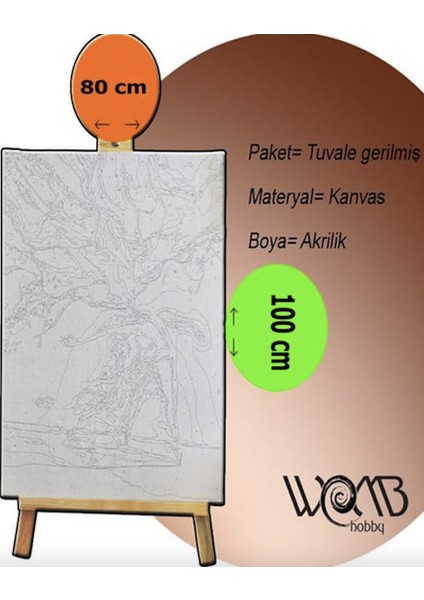 Sarı Lacivert Sayılarla Boyama Seti 40X50 cm (Tuvale Gerili)