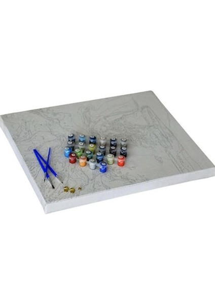 Sarı Lacivert Sayılarla Boyama Seti 40X50 cm (Tuvale Gerili)