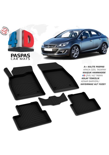 RK Carshop Opel Astra J Sedan Ferrous 4d Havuzlu Kauçuk Paspas 2010 2015