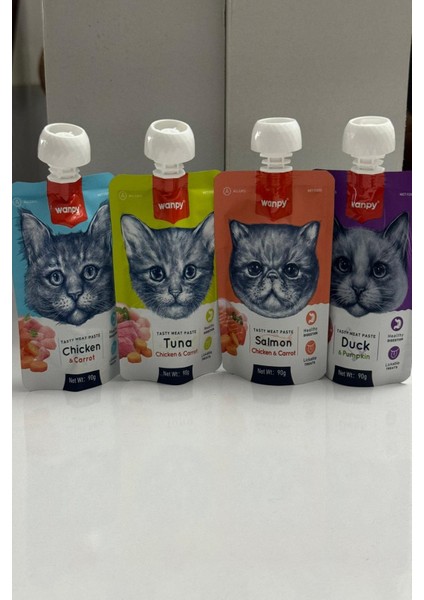 Tasty Meat Paste Taze Sıvı Kedi Ödül Maması Kedi Ödül Maması 4X90gr