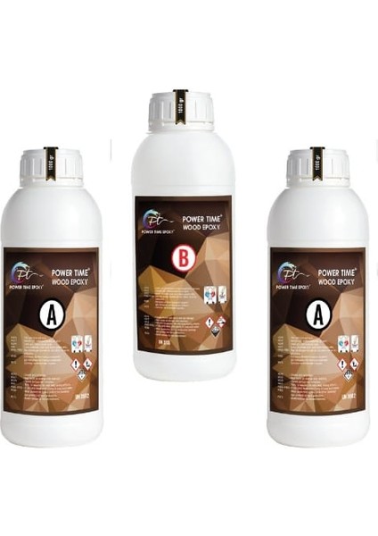 Power Time Epoxy 3 kg Wood Epoxy Quatro Maxi/ Kalın Döküm Şeffaf Epoksi Reçine Sehpa, Masa Için (Yeni)