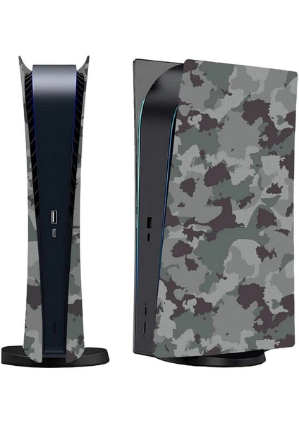 Ps5 Dijital Sürüm Uyumlu - Army Kamuflaj Desenli Konsol Faceplate Shell Covers kapakları