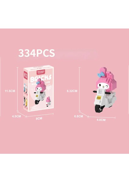 My Melody Melodi Sanrio Y2K Yap Boz Puzzle Eğitici Brıcks Motosikletli 334 Parça Hediye