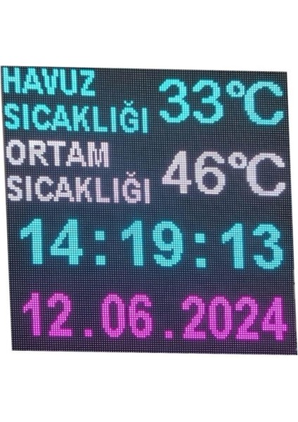 Sanec Dijital Havuz Sıcaklık Saat Tarih Tabelası (Kasa Ölçüsü: 70X70 Cm)