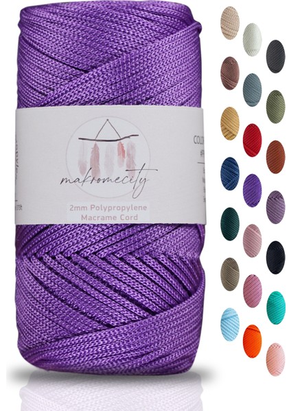 Premium 100 gr Polyester Makrome Ipi Lila 2mm - 120 M Supla Ip ve Çanta Ipliği