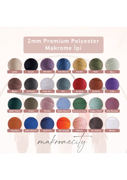 Premium 100 gr Polyester Makrome Ipi Siyah 2mm - 120 M Supla Ip ve Çanta Ipliği