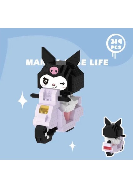 Kuromi Sanrio Y2K Kpop Yap Boz Puzzle Eğitici Brıcks Motosikletli 319 Parça Hediye