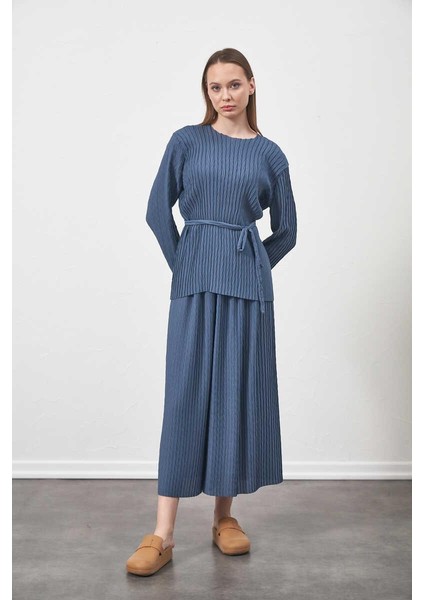 Pliseli Bluz Indigo fiyatları