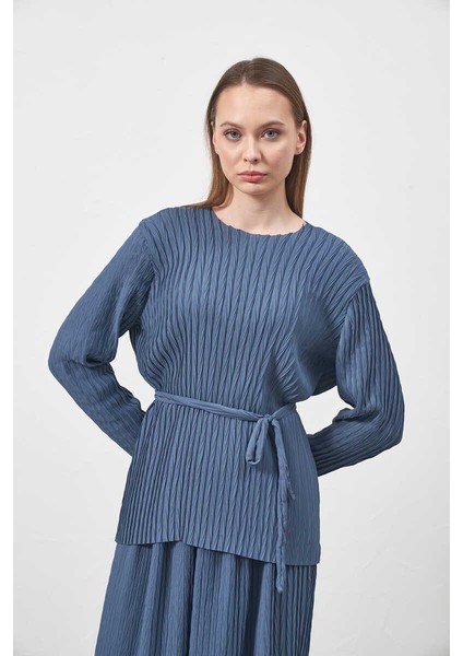 Pliseli Bluz Indigo fırsatları