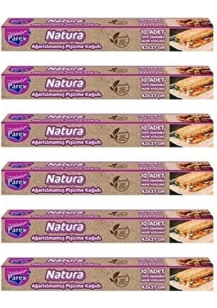 Natura Ağartılmamış Organik Hazır Kesilmiş Pişirme Kağıdı 6 x 10'lu