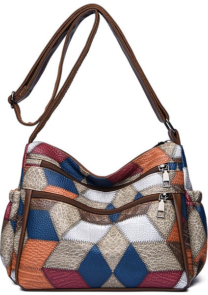 Moda Ekose Büyük Kapasiteli Kadın Çantası Omuz Crossbody Çanta Tote Çanta (Yurt Dışından)