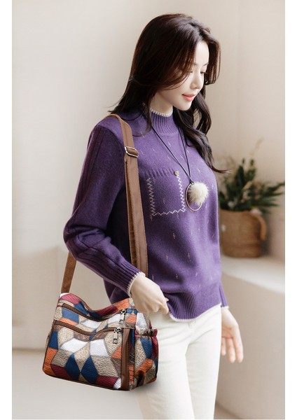 Moda Ekose Büyük Kapasiteli Kadın Çantası Omuz Crossbody Çanta Tote Çanta (Yurt Dışından) fiyatları