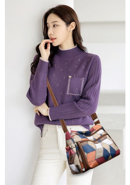 Moda Ekose Büyük Kapasiteli Kadın Çantası Omuz Crossbody Çanta Tote Çanta (Yurt Dışından) modelleri