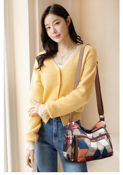Moda Ekose Büyük Kapasiteli Kadın Çantası Omuz Crossbody Çanta Tote Çanta (Yurt Dışından) indirimleri