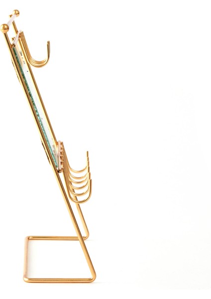 Dikdörtgen Aynalı Takı Askısı - Sarı - 26,5X26,5X7 cm