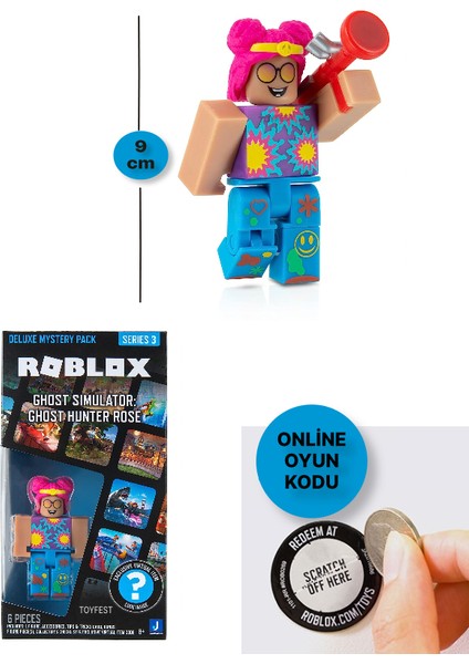 Roblox Deluxe Mystery Pack Seri 3 Ghost Simulator : Ghost Hunter Rose Figür - 9 cm Online Oyun Kodlu