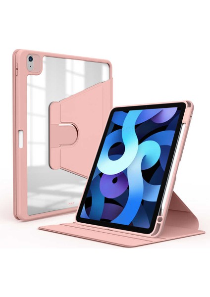 iPad Uyumlu Air 11 2024 Kılıf Htstore Nayn Dönebilen Standlı Kılıf-Pembe
