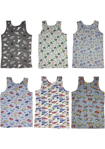 6 Adet Likralı Erkek Çocuk Empirme Desenli Mody Penye Askılı Atlet fırsatları