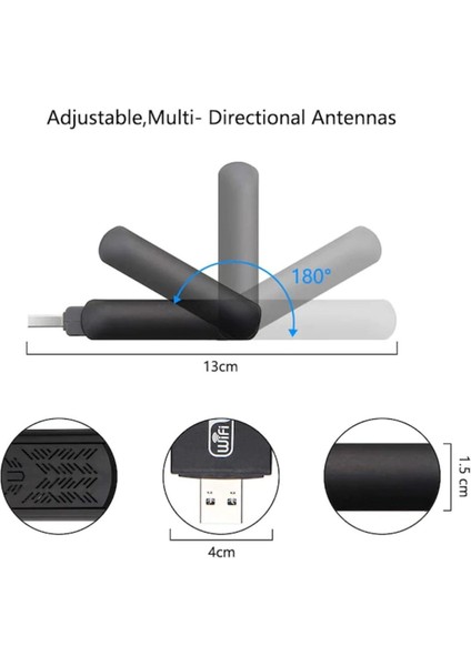 AC1200 Mbps Dual Band USB 3.0 Adaptör Kablosuz Wi-Fi Alıcı