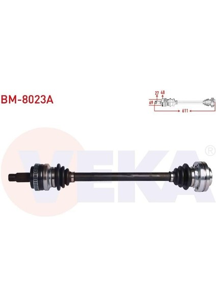 Komple Aks Sol Arka Bmw 3 Serısı (E90) 320 I A-T Abslı 48 Dıs Uzunluk 611 mm 2005-2011 33217523959