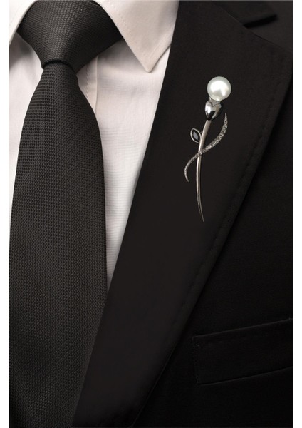 Çiçek Tasarım Taşlı Inci Broş