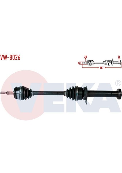 Komple Aks Sag On Vw T6 2.0 Tdı M-T 102 Hp 5 Vıtes Uzunluk 857MM 2011- 7E0407272AH 7E0407452MX modelleri