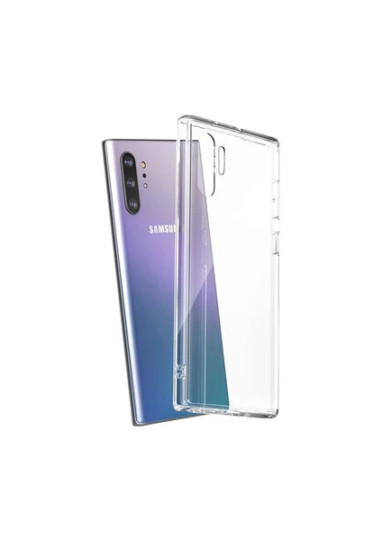 Techno Guru Samsung Galaxy Note 10 Plus Kamera Korumalı Şeffaf Sheer Premium Silikon Kılıf