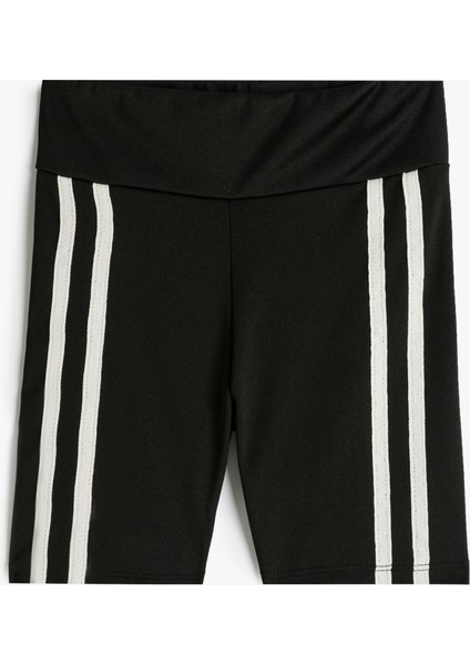 Kısa Tayt Renk Bloklu Beli Lastikli