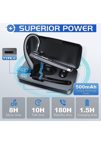 Kablosuz Bluetooth Kulaklık 51 Eller Serbest Enc Çağrı Gürültü Azaltma Sürüş Tek Kulak Iş Kulaklıkları (Yurt Dışından)