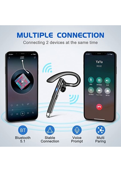 Kablosuz Bluetooth Kulaklık 51 Eller Serbest Enc Çağrı Gürültü Azaltma Sürüş Tek Kulak Iş Kulaklıkları (Yurt Dışından)