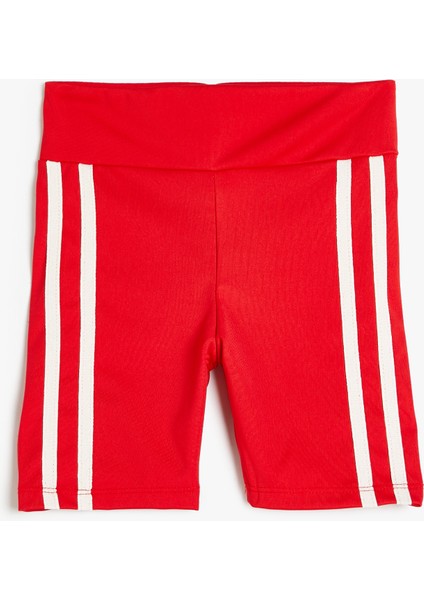 Kısa Tayt Renk Bloklu Beli Lastikli