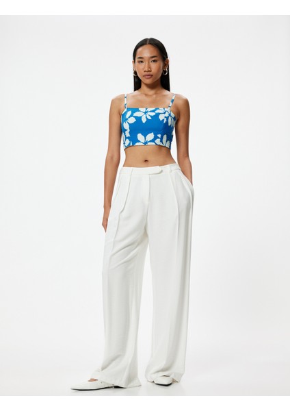 Askılı Çiçekli Büstiyer Arkası Gipeli Slim Fit