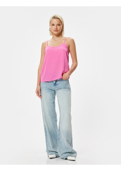 Saten Atlet Ince Askılı Bol Kalıp Aerobin Kumaş