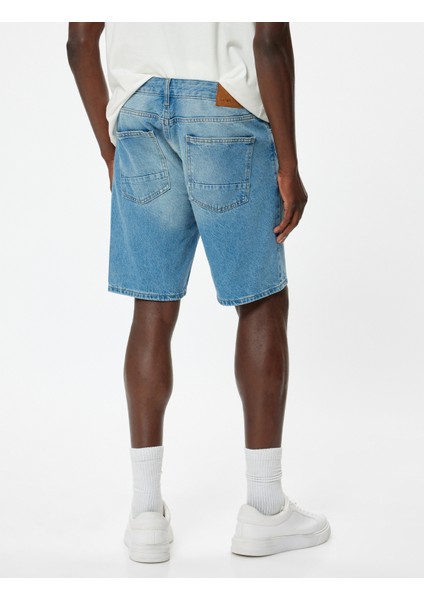 Oversize Kot Şort Yırtık Bermuda Cep Detaylı Pamuklu fırsatları