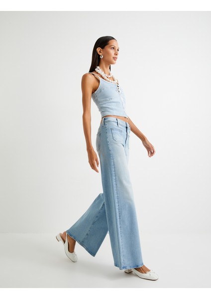 Geniş Paça Kot Pantolon Yüksek Bel Cepli - Bianca Wide Leg Jeans