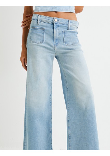 Geniş Paça Kot Pantolon Yüksek Bel Cepli - Bianca Wide Leg Jeans indirimleri