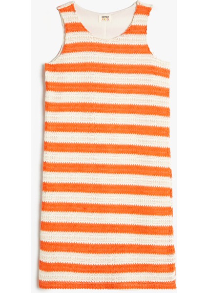 Mini Elbise Kolsuz Bisiklet Yaka Ajurlu