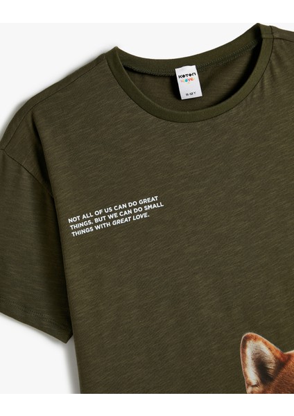 Oversize Tişört Köpek Baskılı Kısa Kollu Bisiklet Yaka Pamuklu modelleri