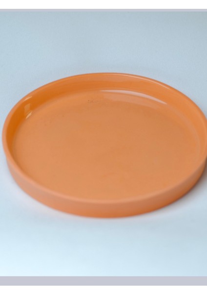 El Yapımı Porselen Kahve Sunum Altlığı Çay Tabağı Fincan Altlığı - 11 cm - Turuncu