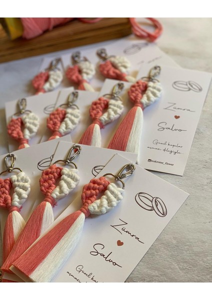 El Örmesi Makrome Anahtarlık Düğün Kına Söz Sünnet Nişan Için Hediyelik