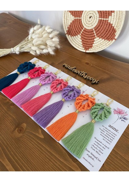 El Örmesi Makrome Anahtarlık Düğün Kına Söz Sünnet Nişan Için Hediyelik-10 ADET