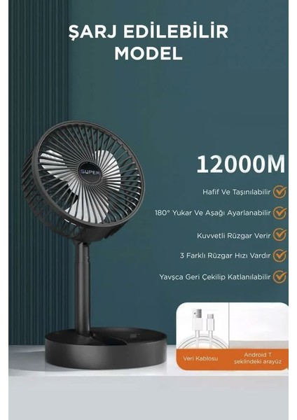 F-06 Ayarlanabilir Sessiz Mini Fan Vantilatör Masa Fan