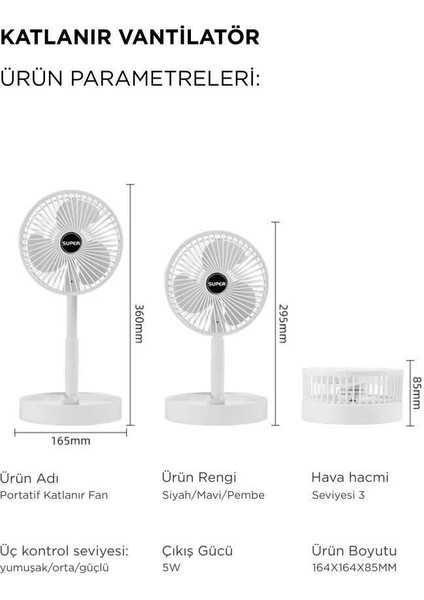 F-06 Ayarlanabilir Sessiz Mini Fan Vantilatör Masa Fan