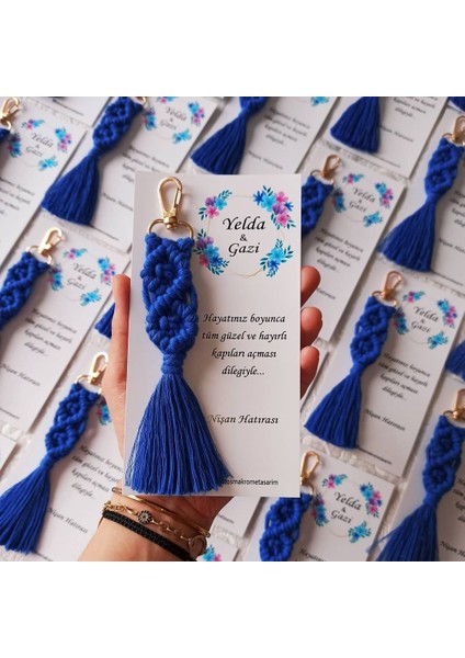 El Örmesi Makrome Anahtarlık Düğün Kına Söz Sünnet Nişan Için Hediyelik