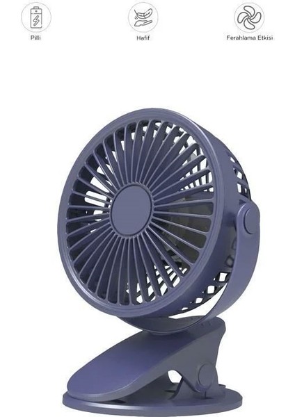 F-07 360DERECE Klips Tanvanlii Fan Vantilatör Masa Fan
