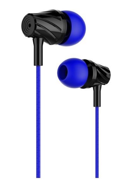 Stereo Ses Mikrofonlu 3.5mm Jack Kulak İçi Kablolu Kulaklık Mavi SX-07